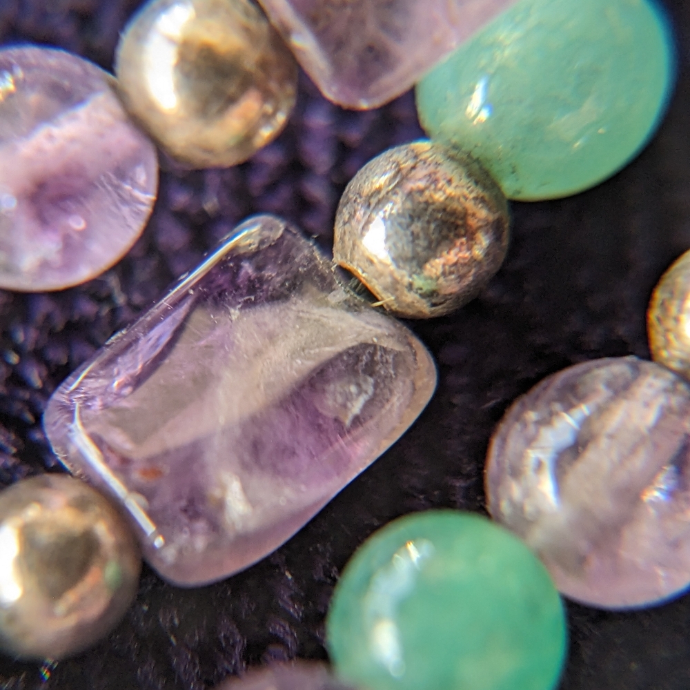 Vintage Necklace With Natural Jade, Amethyst And Tourmaline Gemstones - Picture 5 of 8